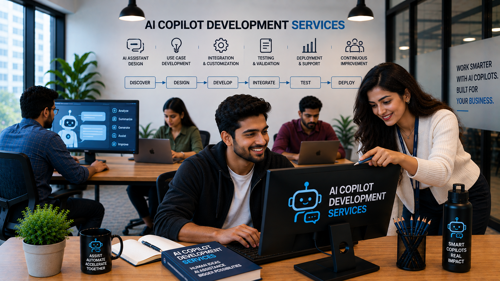 AI copilot development team designing contextual assistance for enterprise workflows