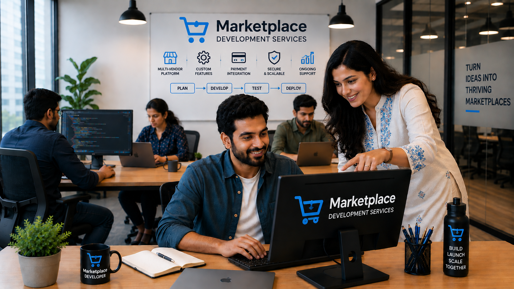 Marketplace Development Services team collaborating on a production-ready digital solution