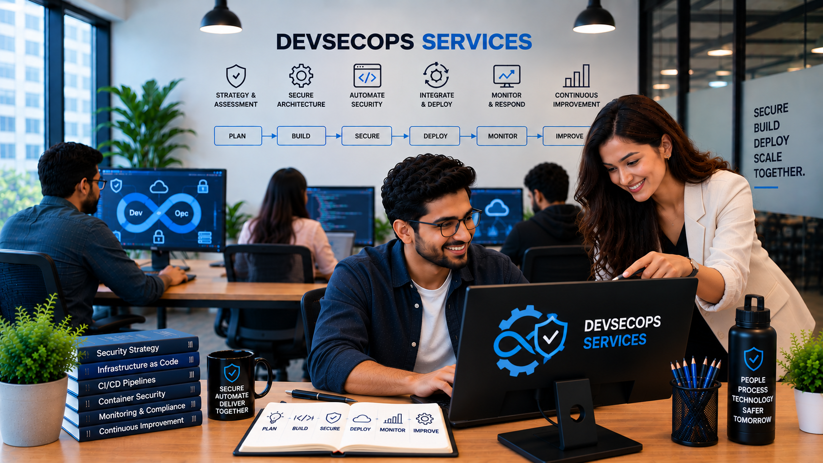 DevSecOps engineering team integrating security into a CI/CD workflow