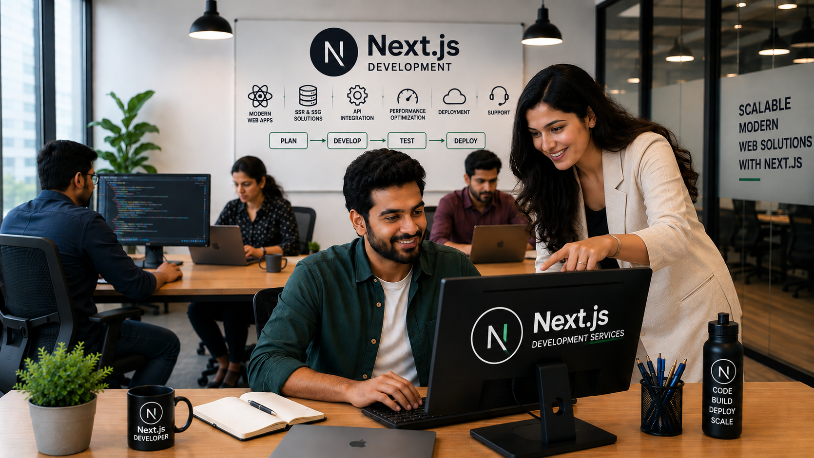 Next.js Development Services team collaborating on a production-ready digital solution